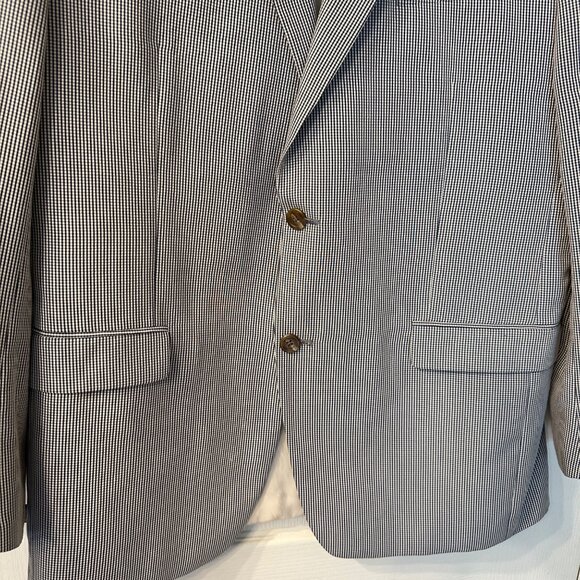 Chaps | 42R Navy Blue & White Gingham 2 Button Sport Coat Blazer Suit Summer - Picture 3 of 12